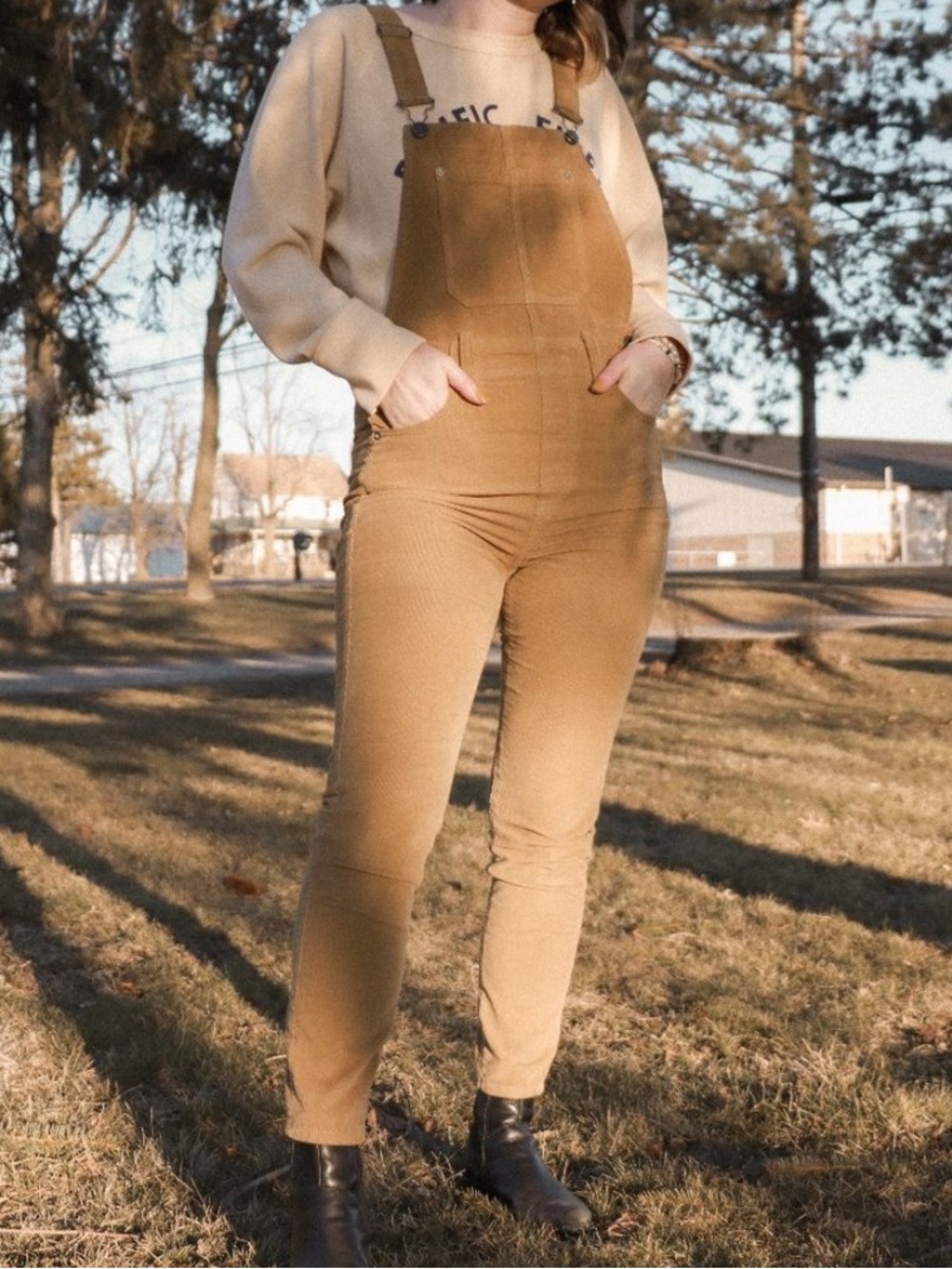 We The Free Slim Ankle Corduroy Overalls